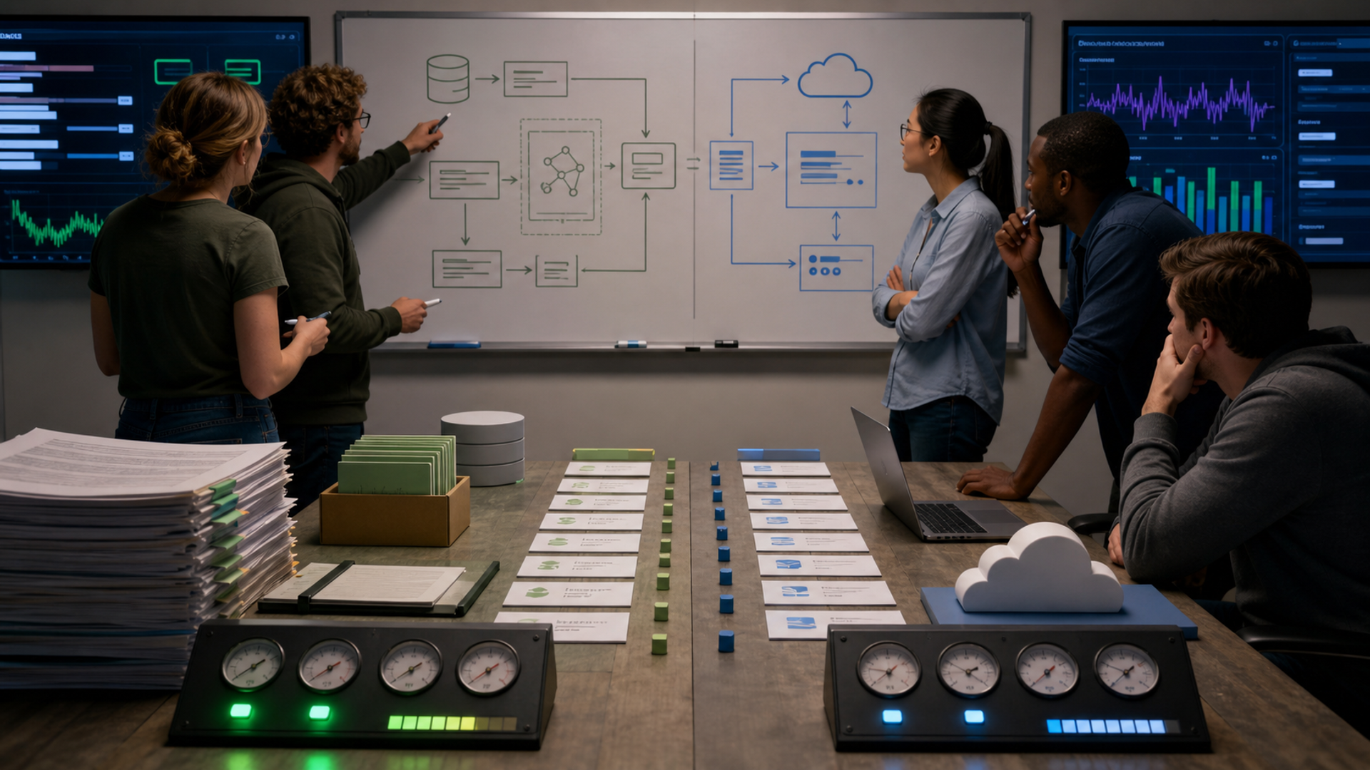 Engineering team auditing open-model and frontier-model retrieval quality, latency and cost