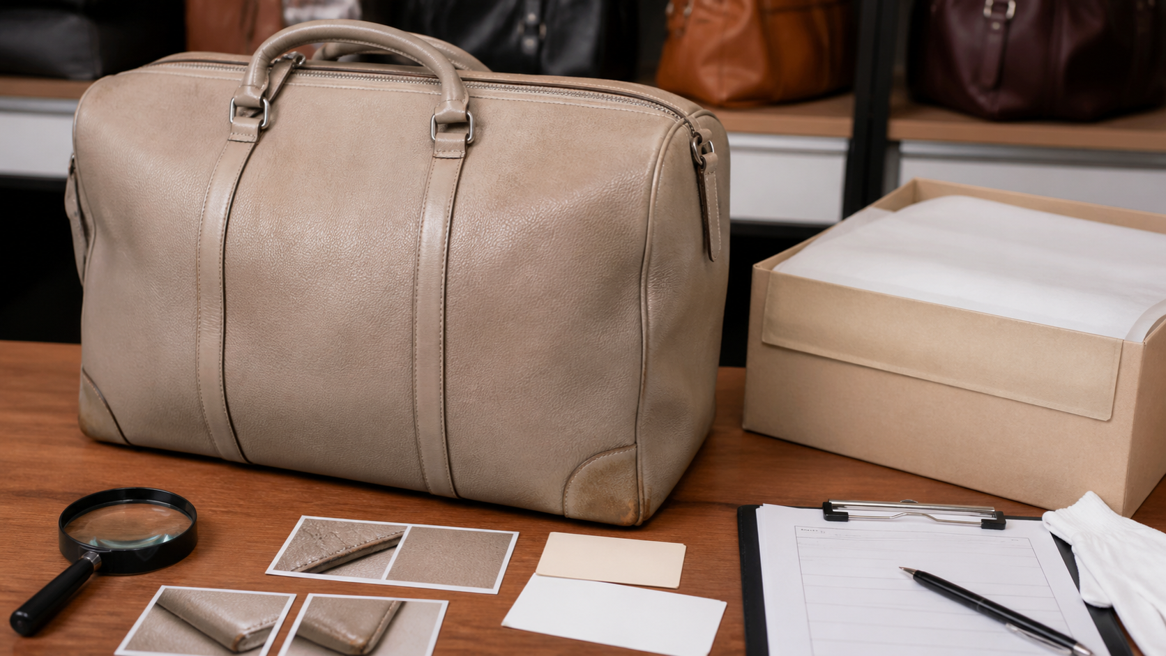 A pre-owned luxury bag assessed for condition, provenance, authentication and repair cost