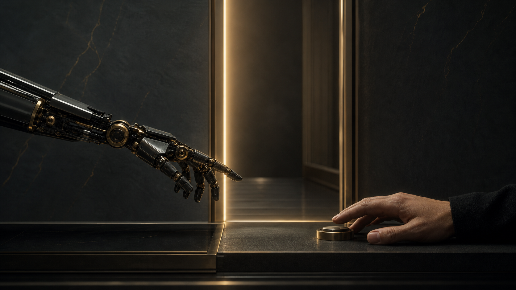 Editorial concept image of an automated action paused at a human approval boundary