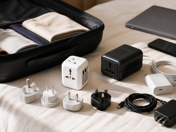 Travel Adapter vs Voltage Converter shown as a practical side-by-side comparison