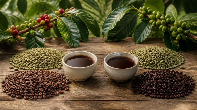 Arabica vs Robusta shown in a practical side-by-side comparison