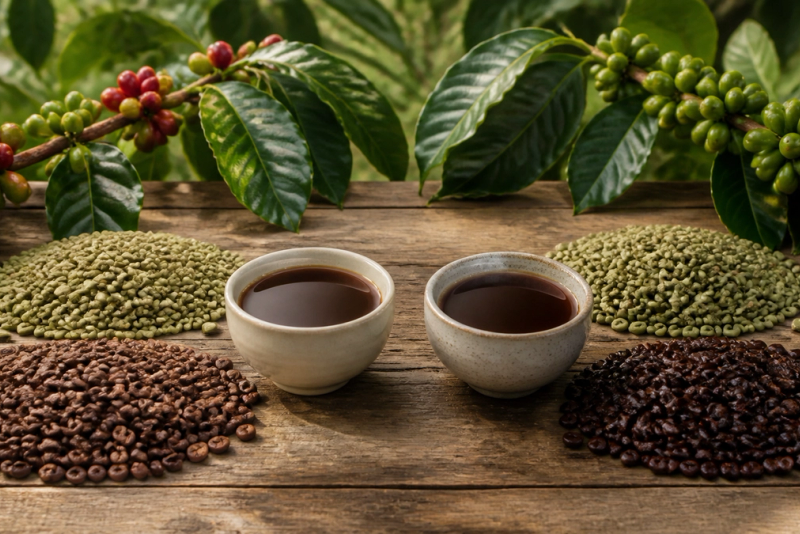 Arabica vs Robusta shown in a practical side-by-side comparison