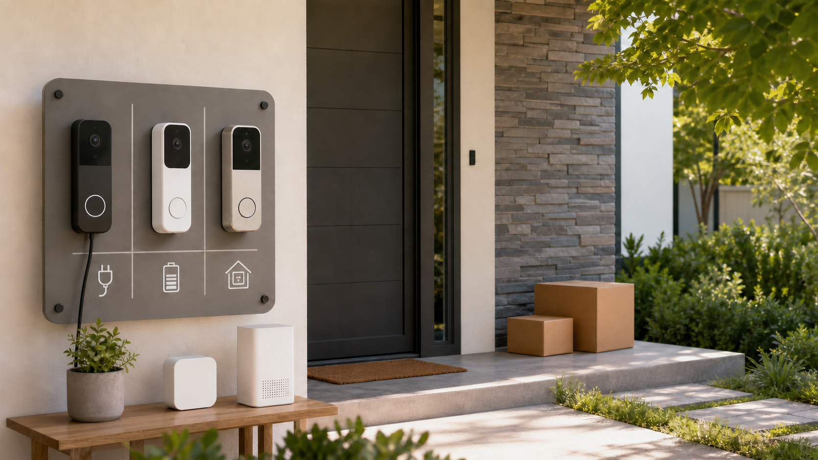 Video-doorbell setups compared by power, coverage and storage
