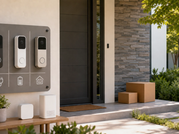 Video-doorbell setups compared by power, coverage and storage