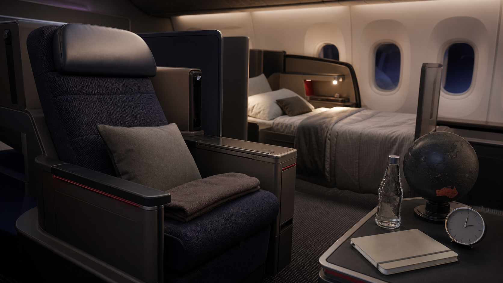 Premium economy recliner and business bed compared for an ultra-long-haul Australia flight