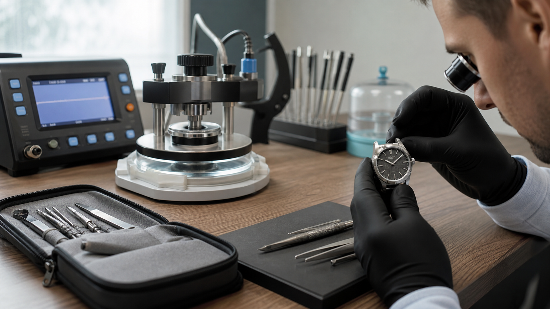Chronograph and dive watch prepared for professional servicing