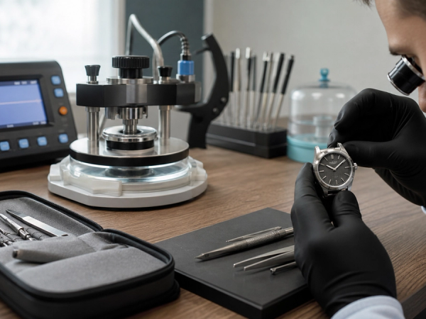 Chronograph and dive watch prepared for professional servicing