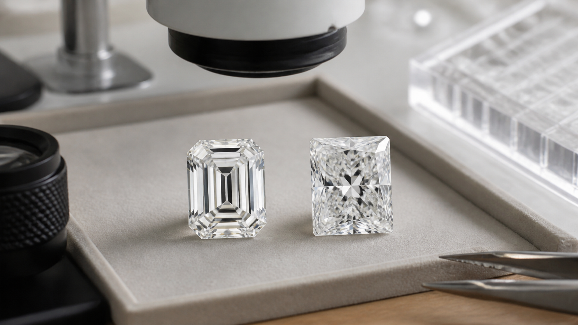 Emerald vs Radiant Cut Diamond shown as a practical comparison