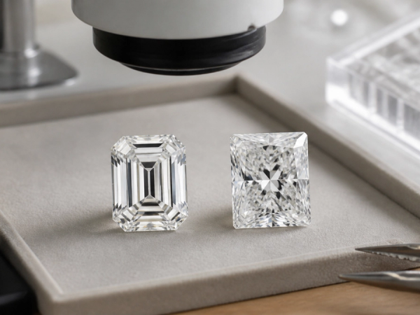 Emerald vs Radiant Cut Diamond shown as a practical comparison