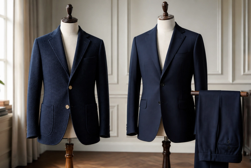 Blazer vs Suit Jacket shown in a practical side-by-side comparison