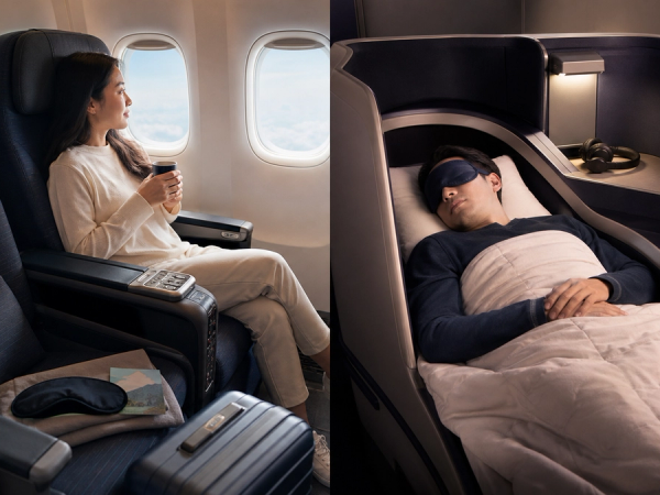 Japan-bound premium economy recliner and lie-flat business suite compared for sleep and value