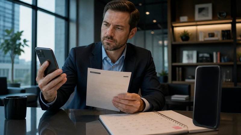 Executive weighing a current smartphone purchase against waiting for an unconfirmed future flagship