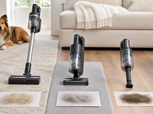 Cordless vacuums compared on carpet, upholstery and hard-floor pet hair