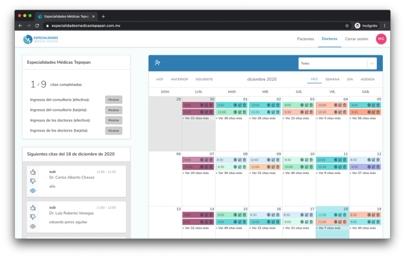 Preview of the booking system.