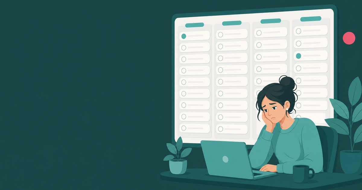 Persona revisando una lista de objetivos sin cumplir, reflejando por qué no se cumplen las metas sin un sistema claro