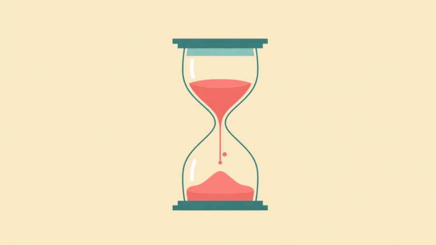 Reloj de arena minimalista simbolizando un objetivo con plazo definido
