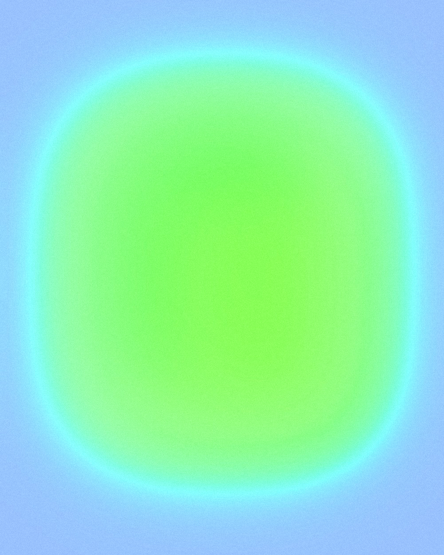 Luminous green abstract artwork on a blue background