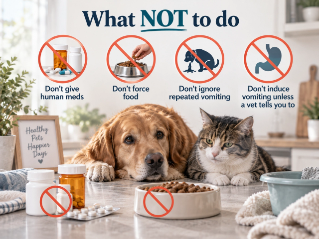 What not to do to your pets if they are vomiting or having diarrhea