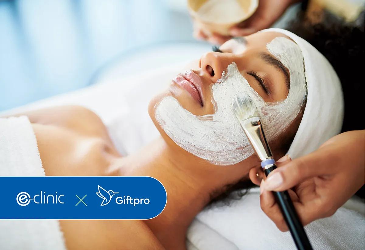 Woman having face mask