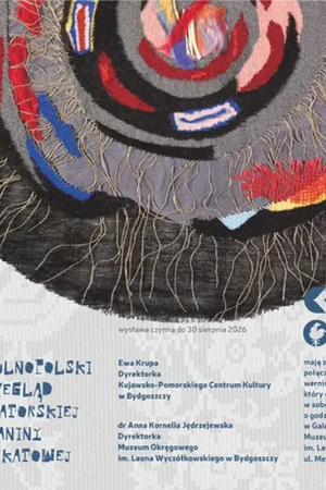 Plakat XXII Ogólnopolskiego Przeglądu Amatorskiej Tkaniny Unikatowej zapowiadający wystawę współczesnego tkactwa artystycznego w Bydgoszczy