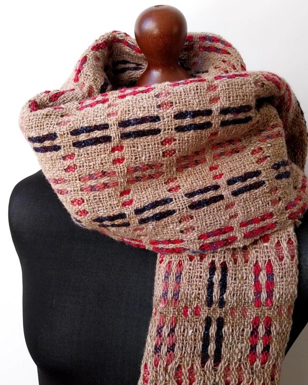 scarf stripes of colour red violet pink