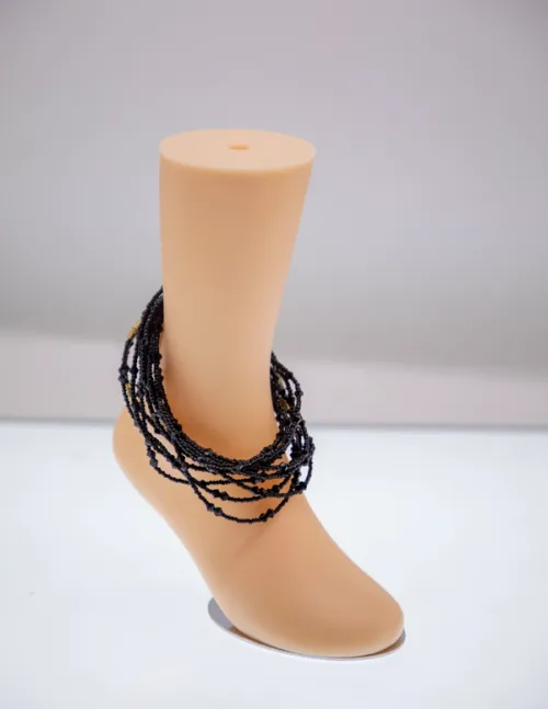 Layered Beaded Anklet - Midnight Black