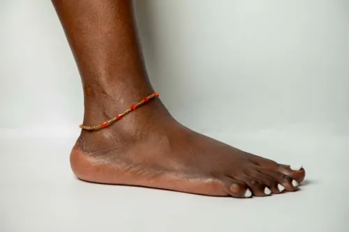 Single Strand Beaded Anklet - Orange