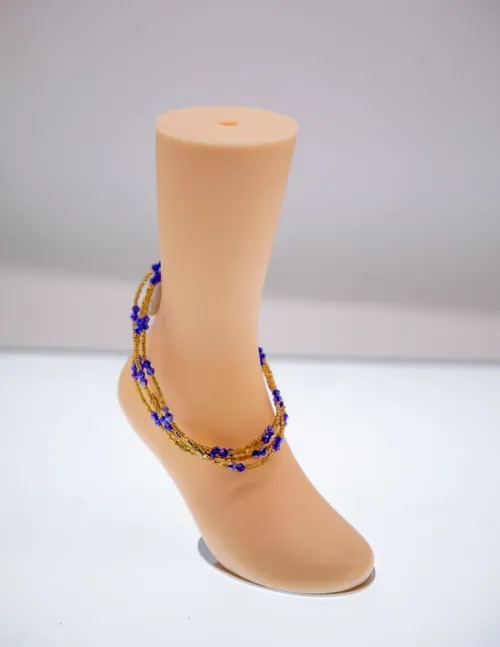 Layered Beaded Anklet - Royal Blue