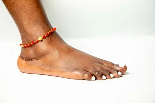 Single Strand Beaded Anklet - Ruby Red