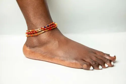 Layered Beaded Anklet - Ruby Red