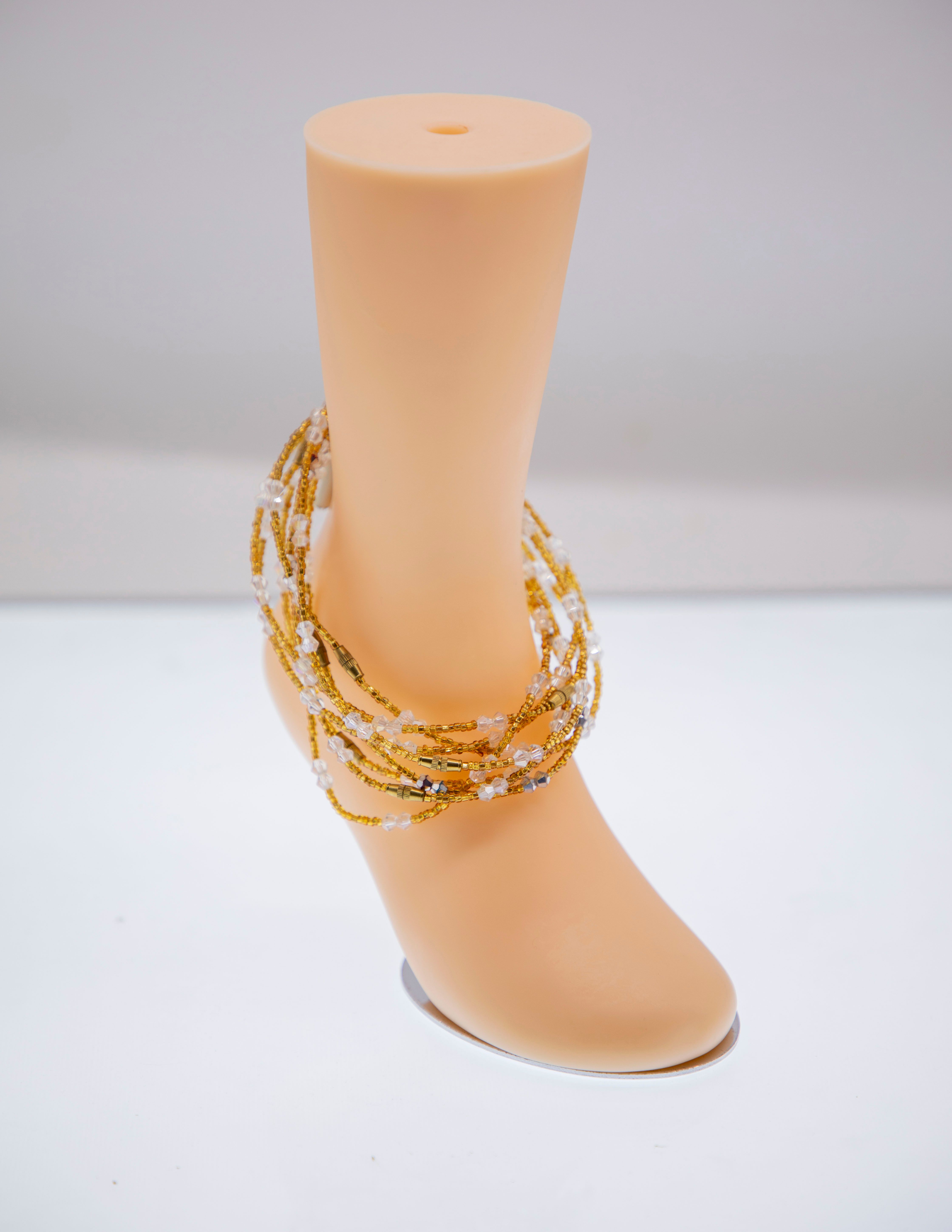 Layered Beaded Anklet - Sunset Gold 