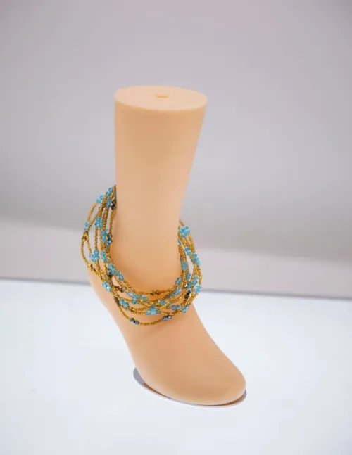 Layered Beaded Anklet - Pastel Blue