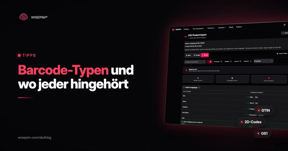 Barcode-Typen: EAN, UPC, ITF-14, GS1-128, QR und DataMatrix