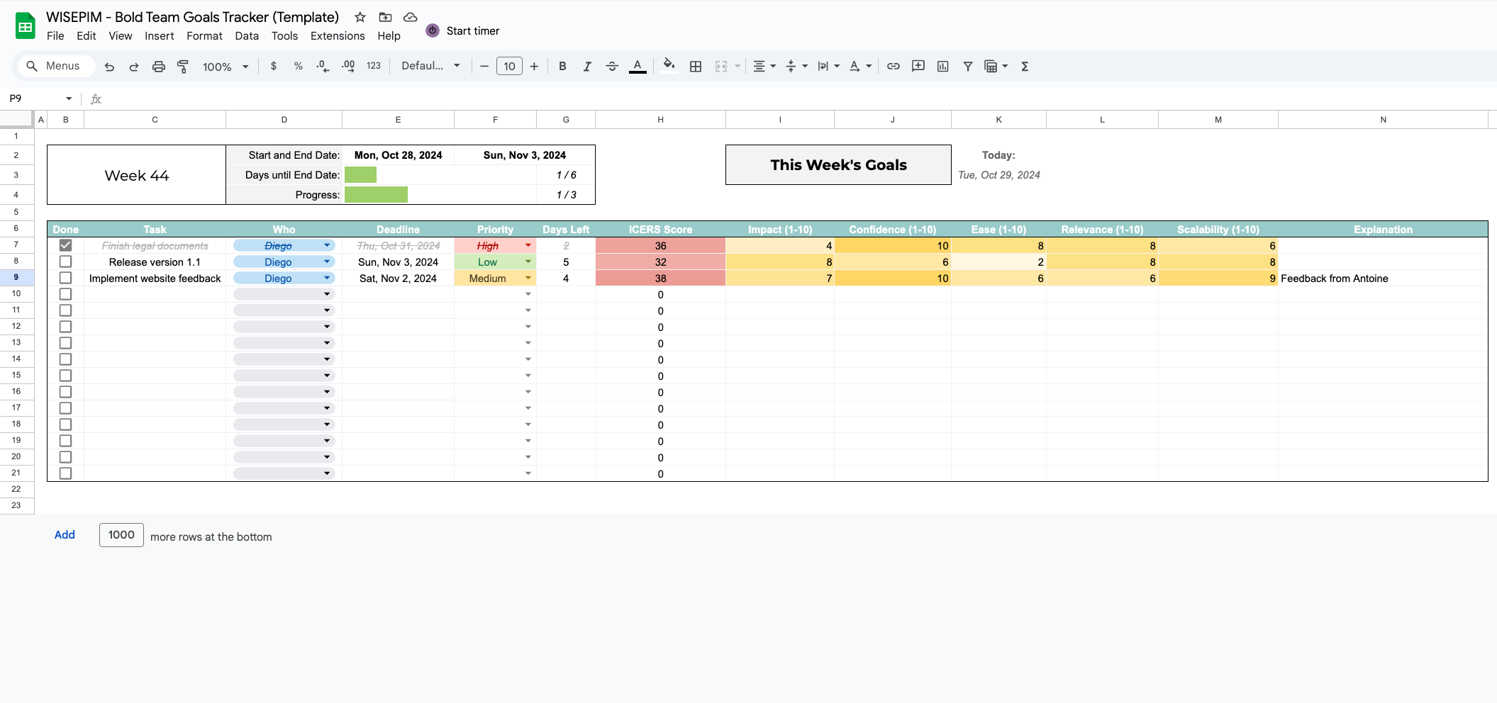 How we do Goal Setting as a Team (with free Google Sheets Template)