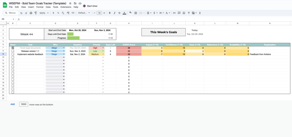 How we do Goal Setting as a Team (with free Google Sheets Template)
