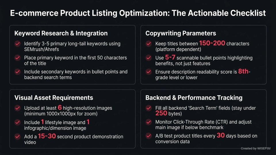 E-commerce Product Listing Optimization (PLO) infographic