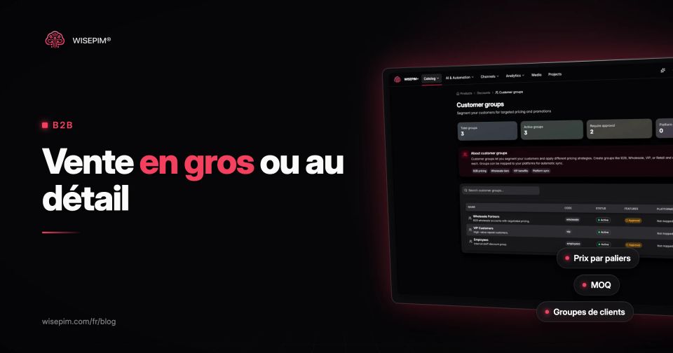 Vente en gros vs vente au détail : prix, MOQ et données produit quand tu fais les deux