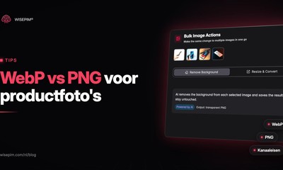 WebP vs PNG voor productfoto's: formaten, bestandsgrootte en kanaaleisen
