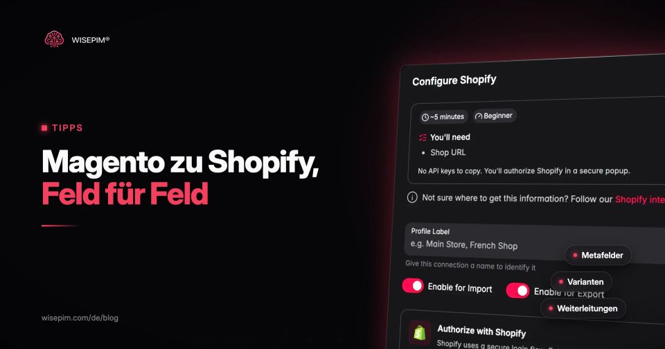 Migration von Magento zu Shopify: deinen Katalog Feld für Feld zuordnen