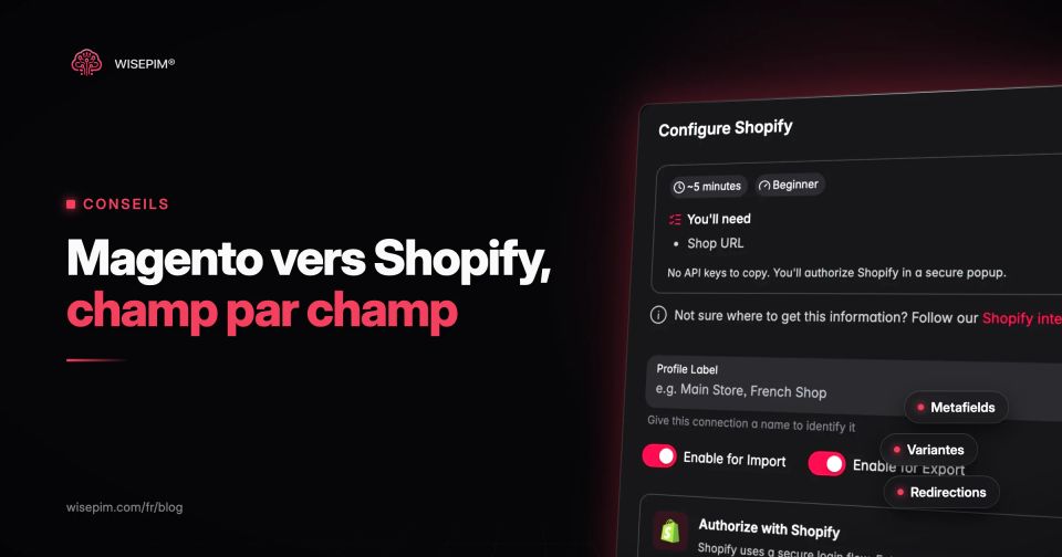 Migration Magento vers Shopify : mapper ton catalogue champ par champ