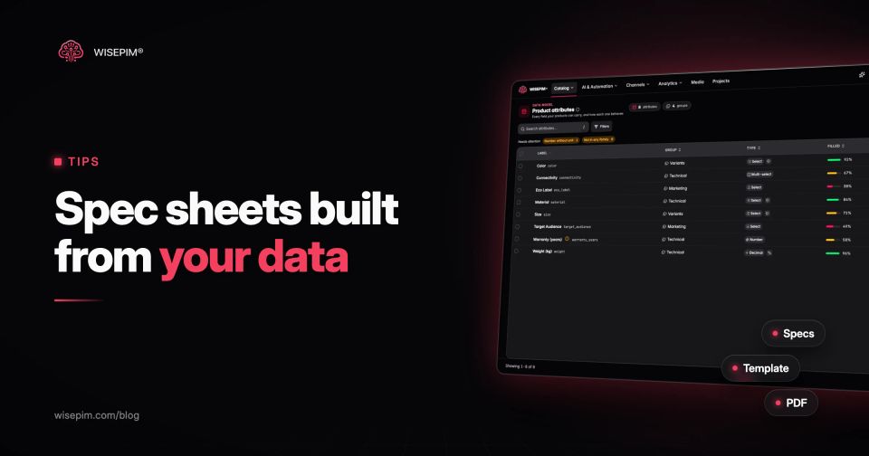 Product Specification Sheet: Template and Fields by Category