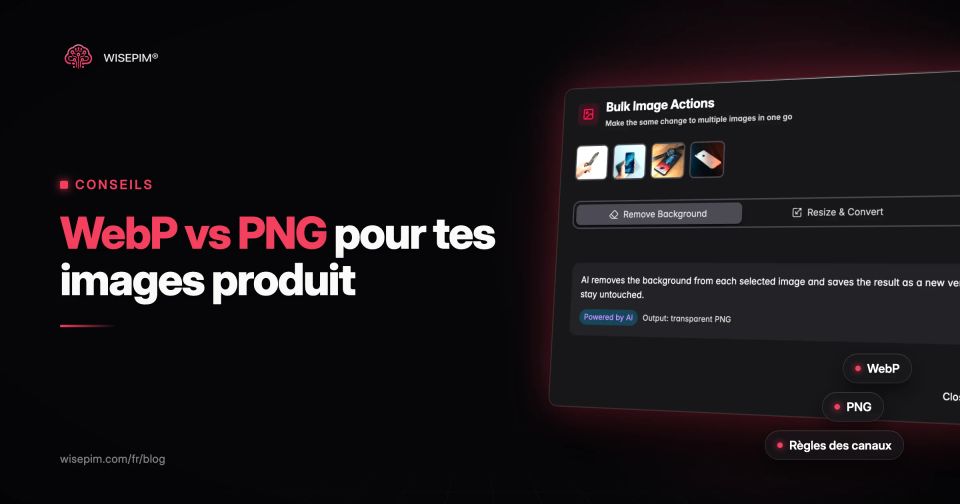 WebP vs PNG pour les images produit : format d'image, poids et règles des canaux