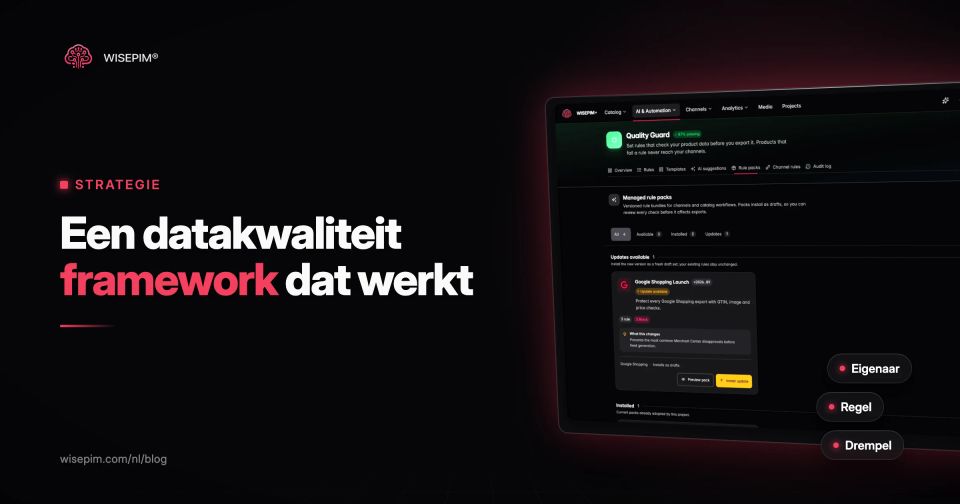 Datakwaliteit framework voor productdata: eigenaren, regels en KPI's