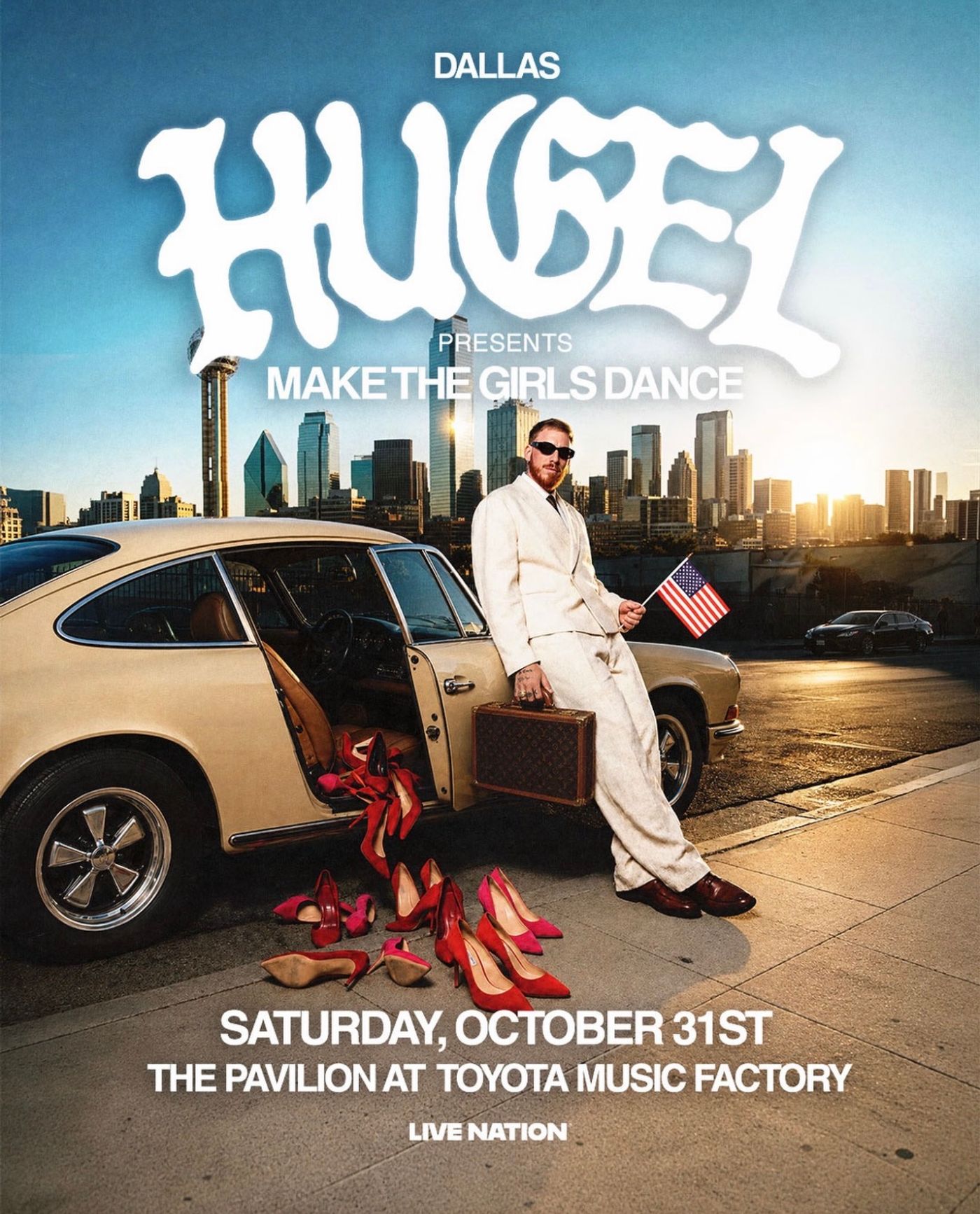 Hugel presents: Make The Girls Dance flyer for Next Level Events at Toyota Music Factory