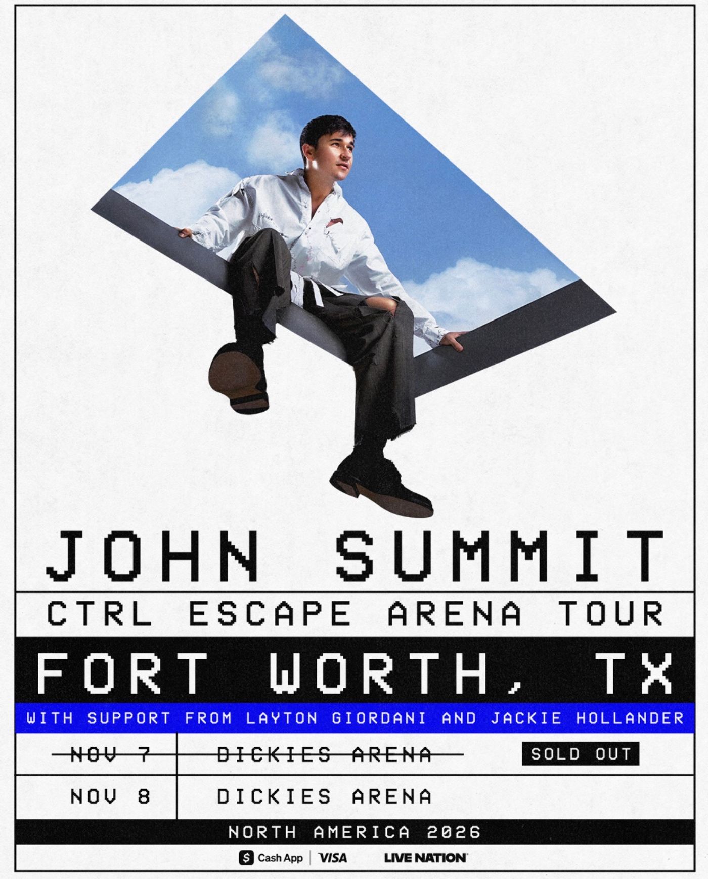 JOHN SUMMIT - CTRL ESCAPE ARENA TOUR flyer for Next Level Events at Dickies Arena