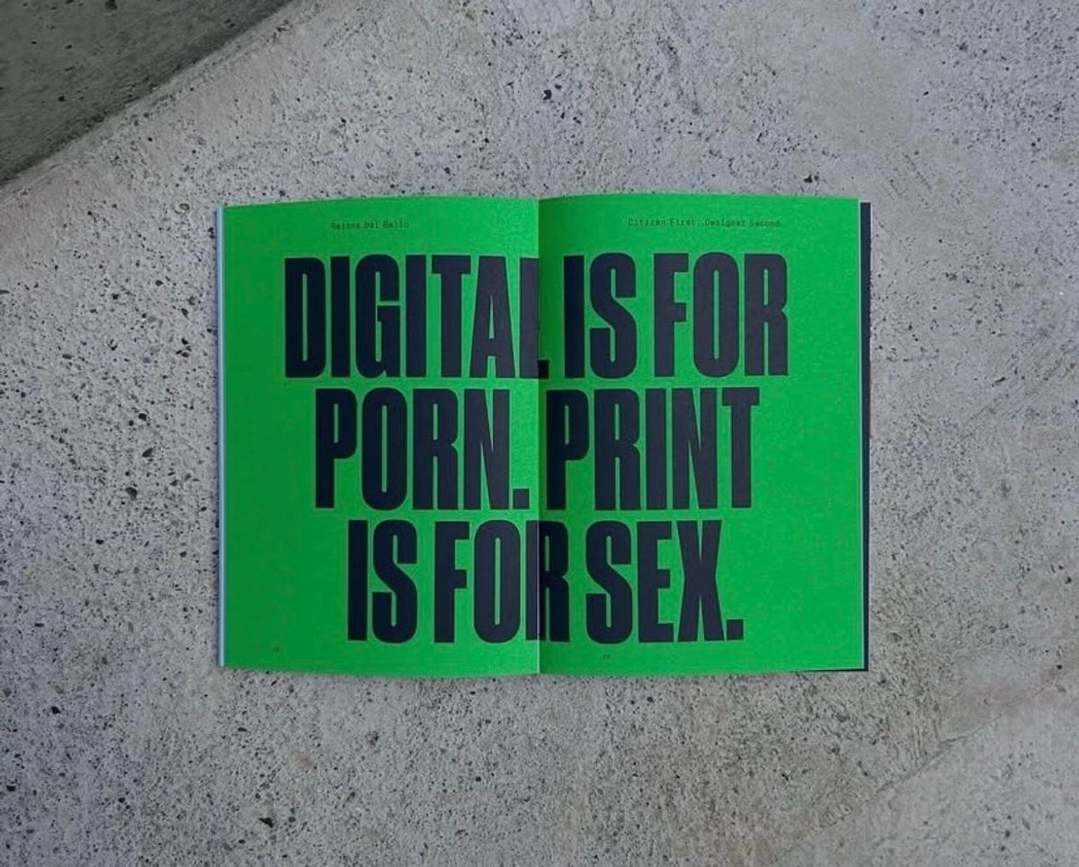 Une page du livre Citizen First, Designer Second de Rajane Dal Bello. Instagram Michael Woolworth