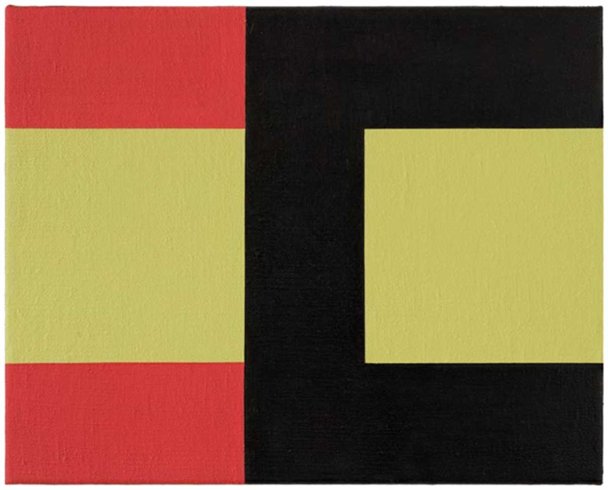 Helmut Federle, Basics on Composition E (Dedication: Musashi Miyamoto 1584-1645), 2019, huile sur toile. © Helmut Federle et Bildrecht Vienna, 2023, courtesy Galerie nächst St. Stephan Rosemarie Schwarzwälder. Photo Markus Wörgötter