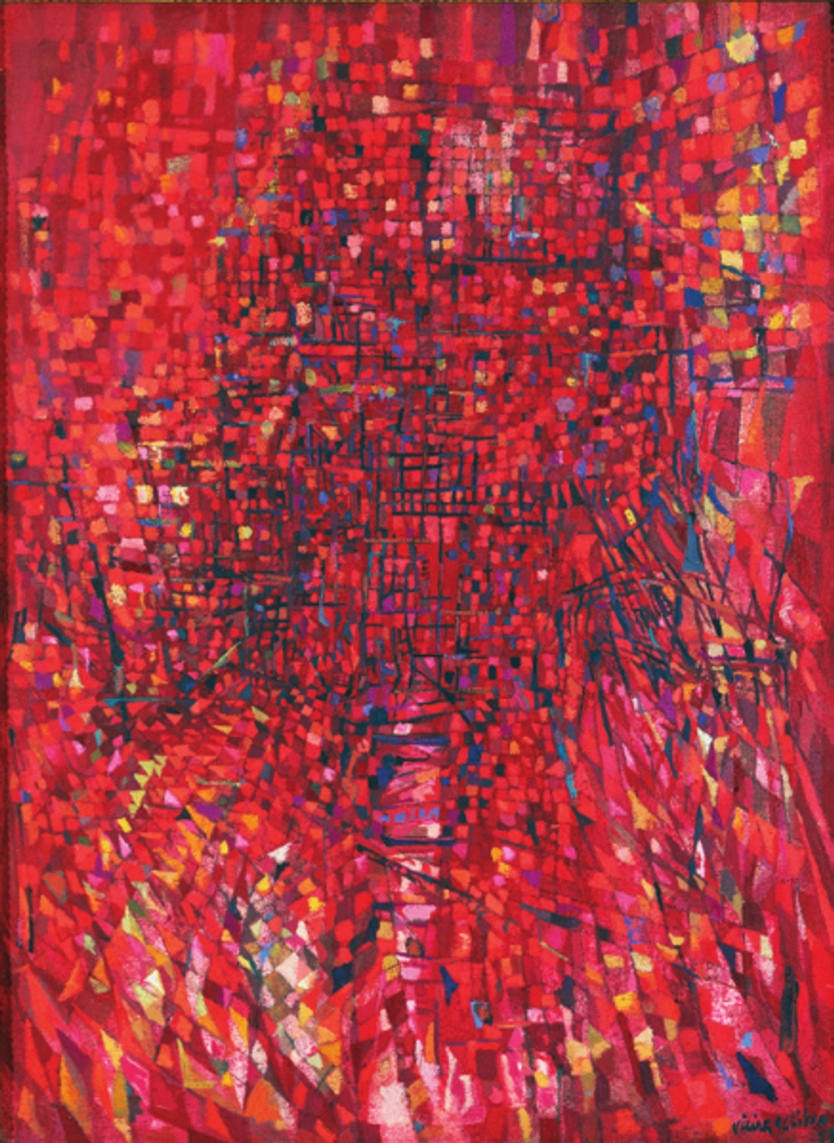 Maria Helena Vieira da Silva, Intérieur rouge, 1951, huile sur toile.
© Musée des Beaux-Arts de Dijon. Photo François Jay