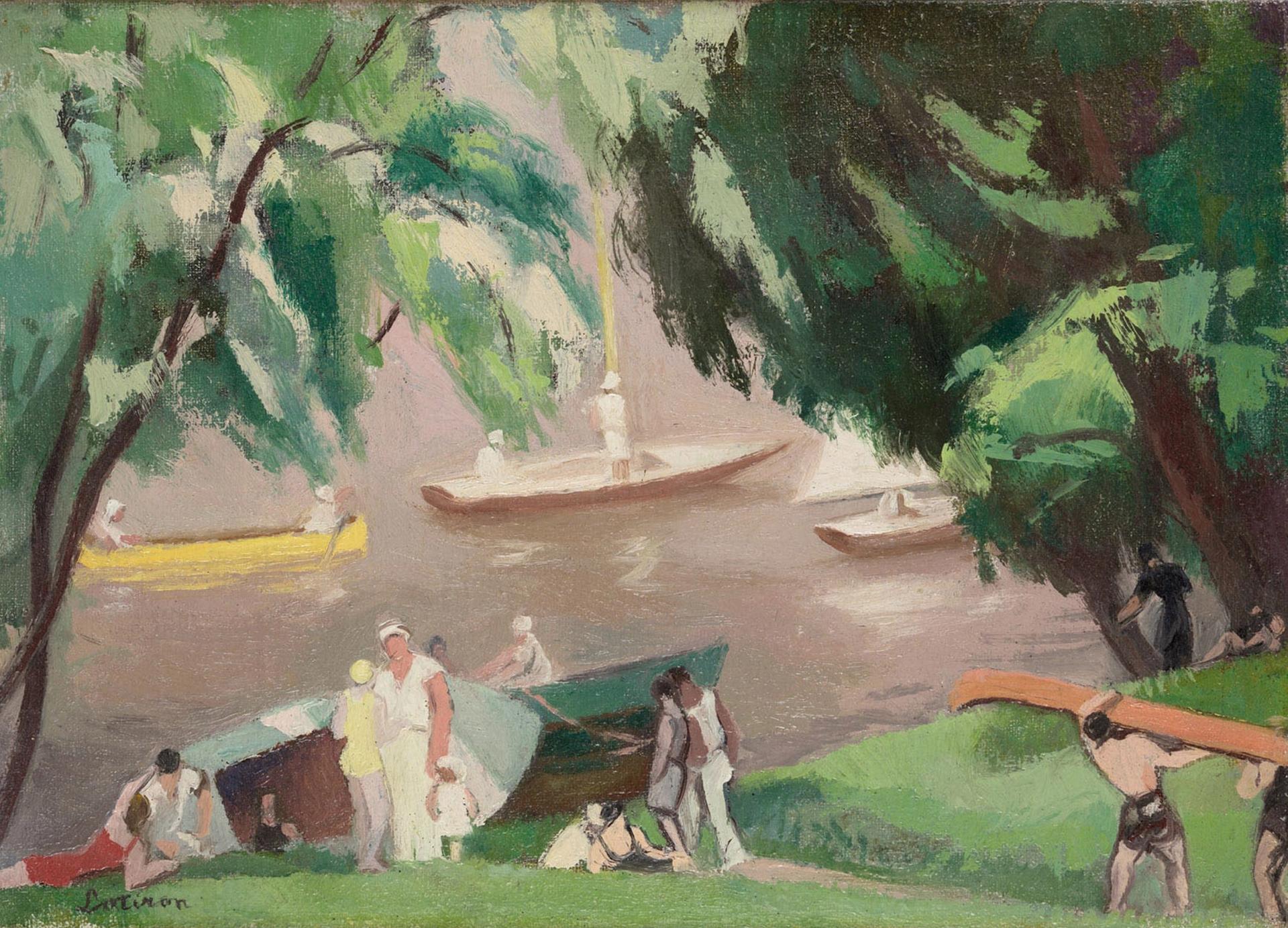 Robert Lotiron, Les Plaisirs du dimanche [étude pour le décor du Rex], 1932, huile sur toile, La Piscine, Roubaix. © A. Leprince