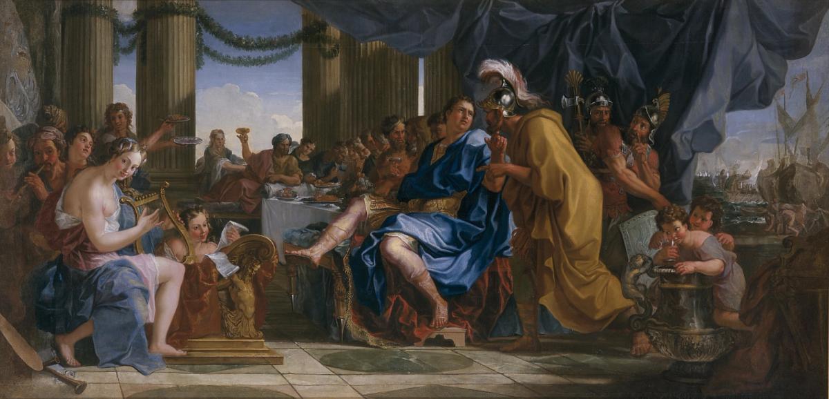 Noël Coypel, Néron au milieu d’un festin ordonnant la mort d’Agrippine, 1700-1702, huile sur toile, 138 x 282 cm. Grenoble, musée de Grenoble, dépôt du musée du Louvre. Crédit : Grenoble, Ville de Grenoble / Musée de Grenoble – J.-L. Lacroix